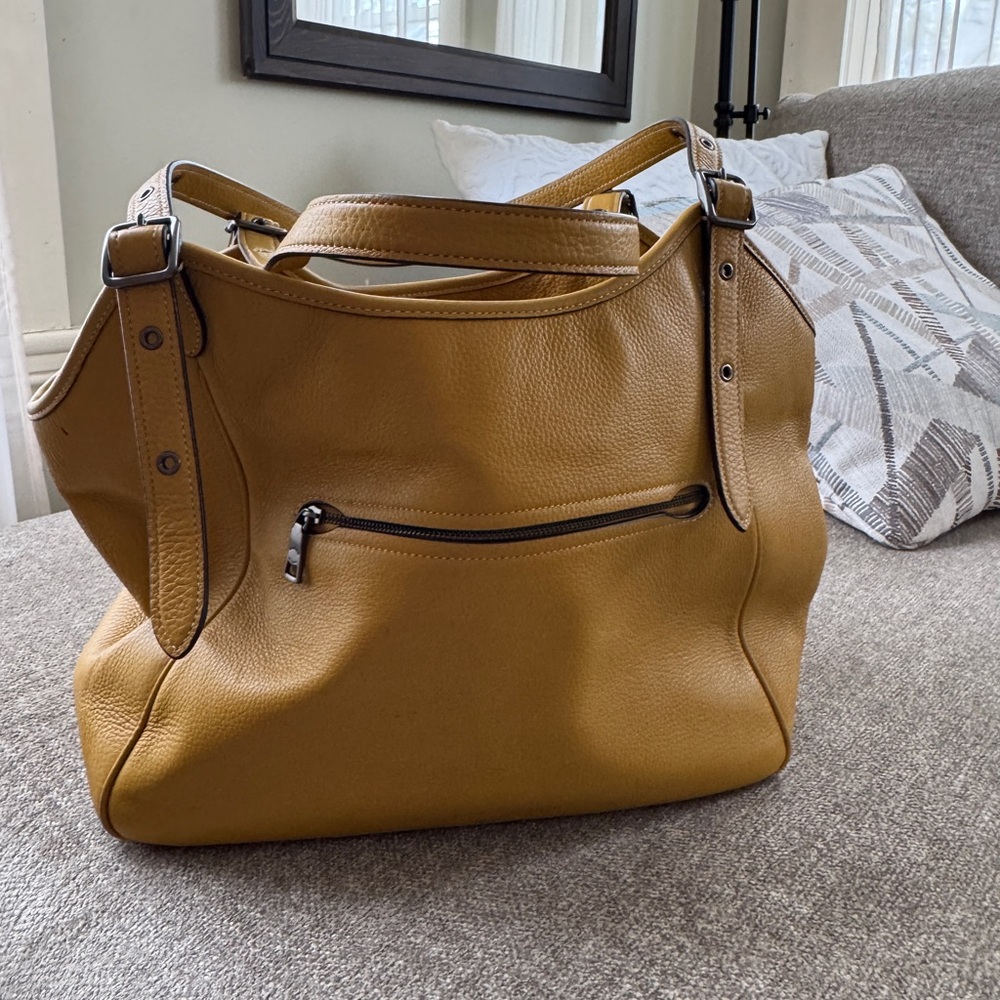 Elegant Mustard Leather Tote Bag